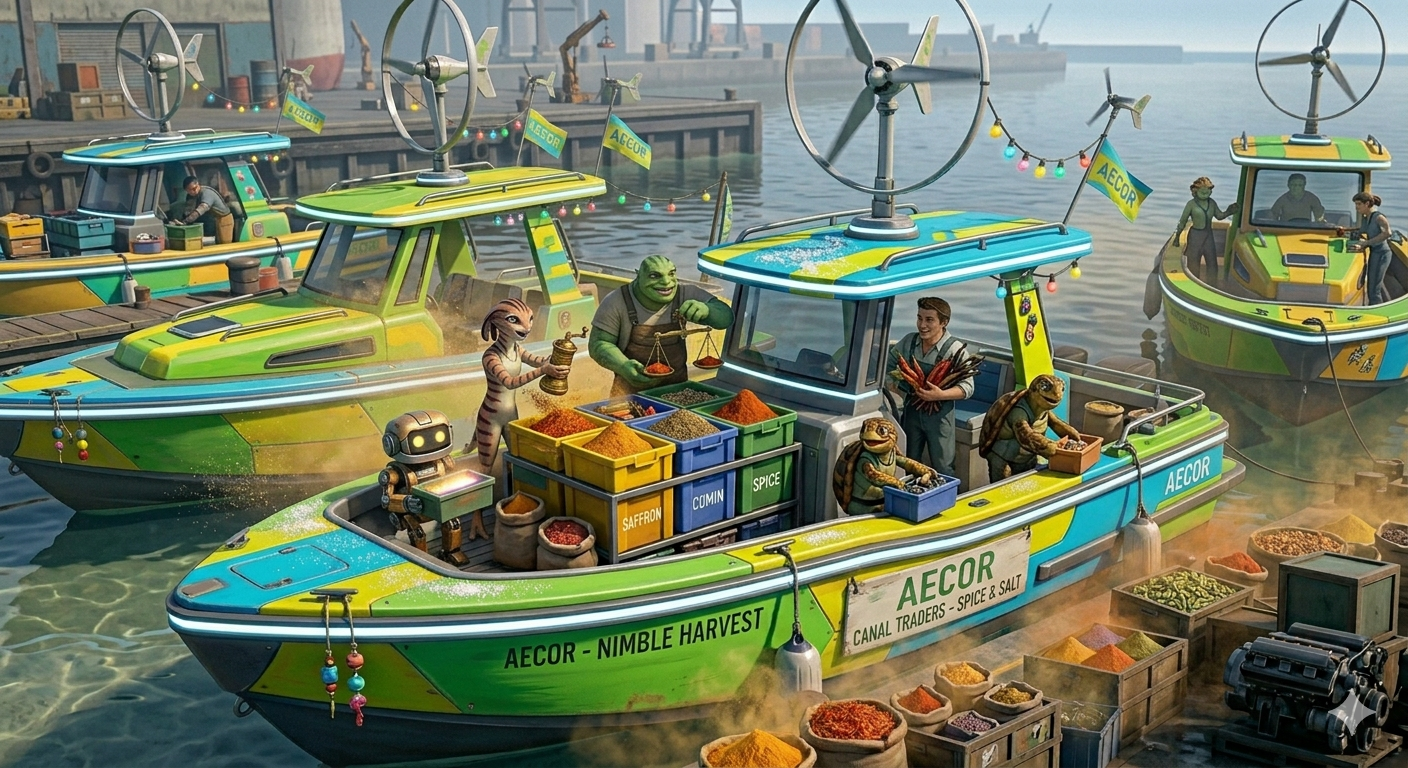 A fleet of Aecor cutters exchange cargo