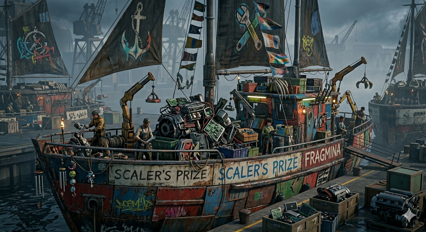 Despite their smaller statue, Fragminas are adept at balancing bulk haulage and salvage equipment