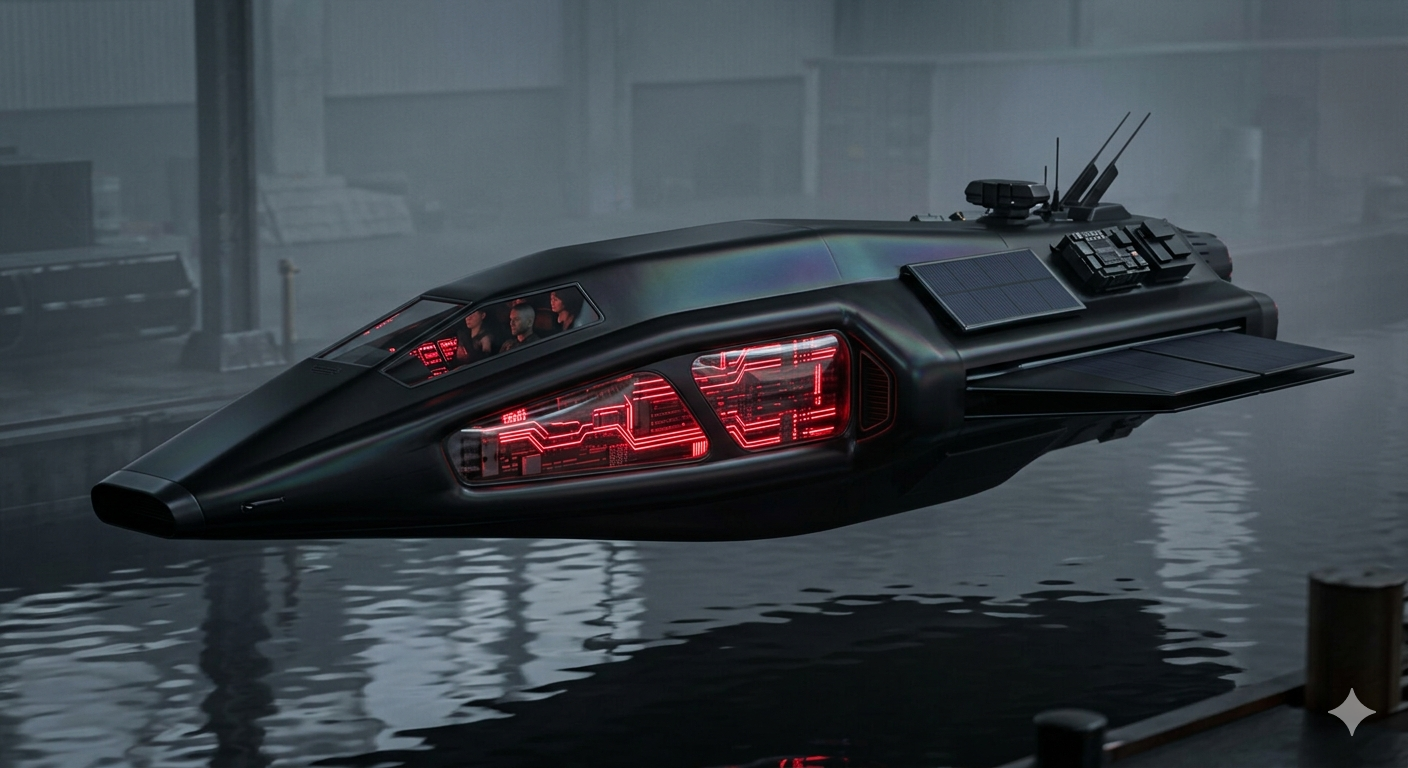 A Transitus sits idle at night to shuttle VIPs